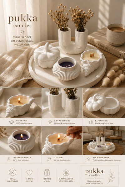 Pukka Candles Tepsili Vazo Ve Mum Seti 5 Parça
