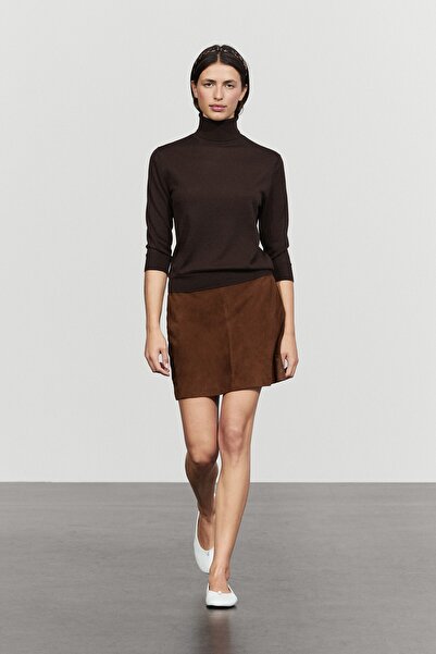 Massimo Dutti Süet deri mini etek