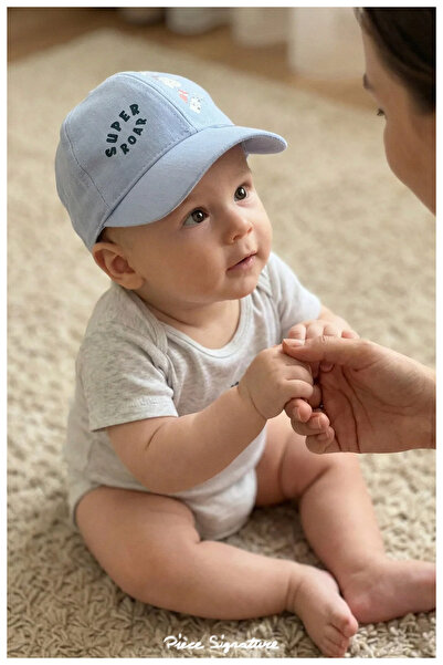 PIECE SIGNATURE 100% Cotton, Cute Baby Boy Cap (43-46 cm) (with Rubber Device...