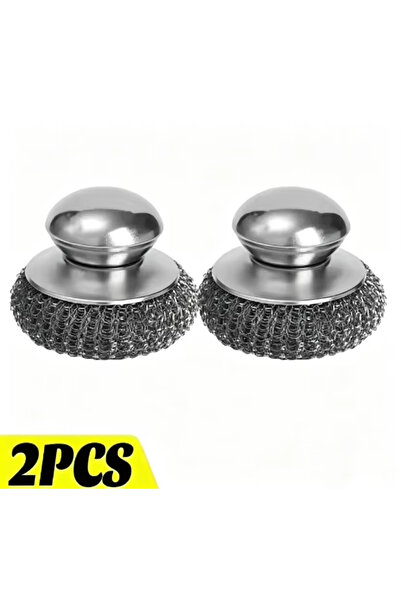 Choice black Stainless Steel Pot Brush with Handle Robust Metal Ball for Dish...