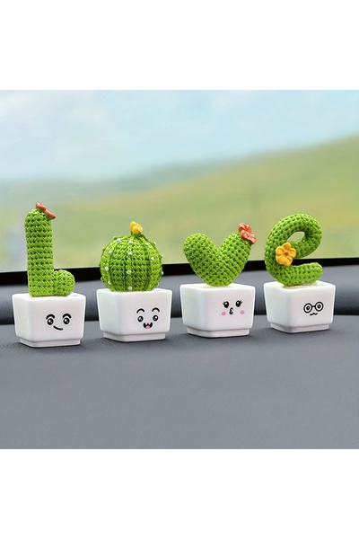 Choice B 1 Set Of 4, Resin Succulent Cactus Mini Green Plant Car Office Home ...