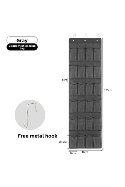 Choice3 منظم أحذية معلق على الباب من Gray24 Grid مع 24 جيبًا شبكيًا كبيرًا لت...