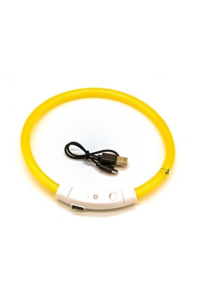 Choice20 طوق ألياف بصرية قابل لإعادة الشحن عبر USB بطول 50 سم باللون الأصفر ل...