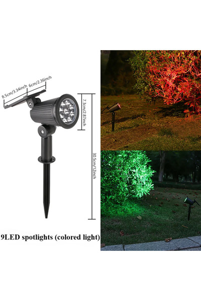 Heinast مصباحان شمسيان RGB مزودان بـ 9 مصابيح LED، مقاومان للماء، مناسبان للا...
