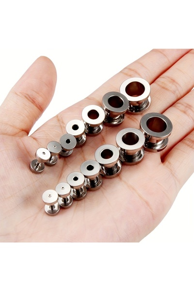 Choice 2pcs Size 4mm 2pcs Titanium Stainless Steel Ear Gauge Tunnels Expander...