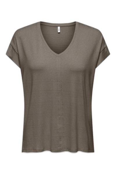 ONLY ONLCARRIE S/S STITCH GLITTER TOP JRS Kadın Gri T-Shirt - 15369279