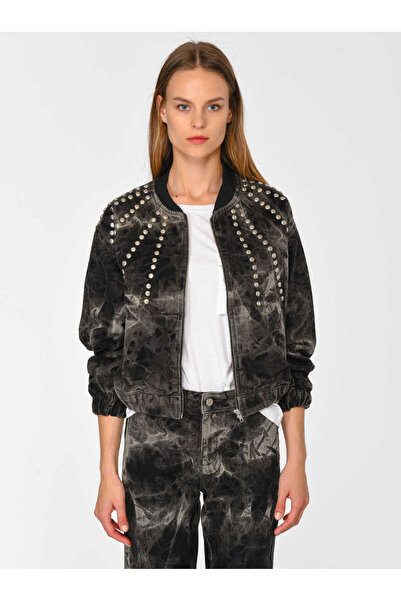 Roman Metal Detaylı Denim Bomber Kadın Ceket Standart Renk Y1953101_089