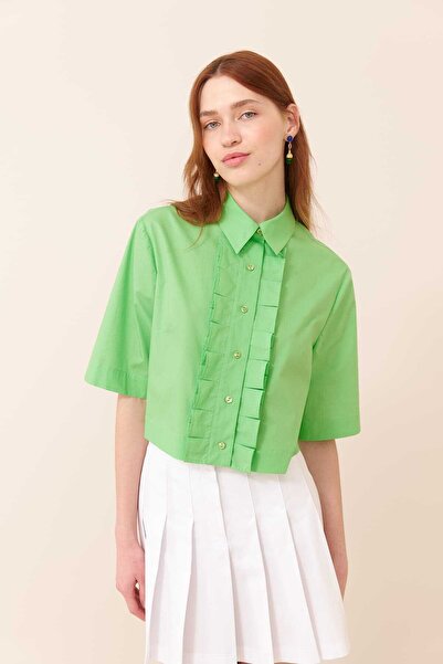 Roman Poplin Gömlek Yeşil Y2413549_012