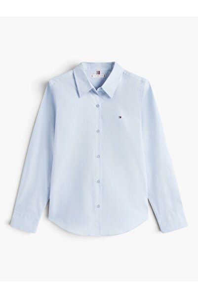 Tommy Hilfiger ESS POPLIN REGULAR SHIRT Kadın Mavi Gömlek - WW0WW47169