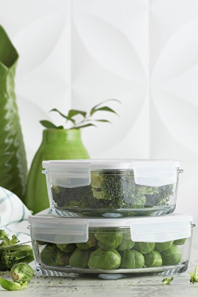 LAV Fresco Glass Storage Container Single Large Size 1150 ml Square White Loc...