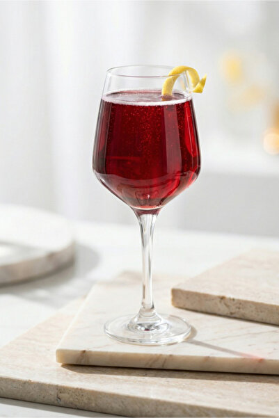 LAV Lal Cam Goblet 6'lı 400 ml Ayaklı (Şarap Kadehi, Kokteyl Bardağı)