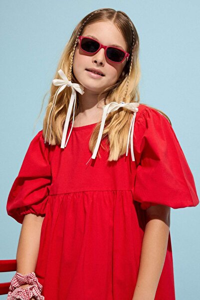 DeFacto Round Red Plastic Frame Black Glass Polarized Sunglasses for Girls Ch...