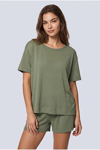 Brix Set de pijama de dama 100% bumbac verde