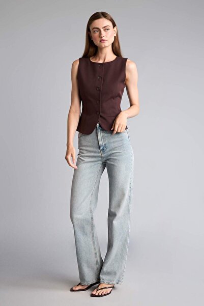 DeFacto 100% Cotton 90's Wide Leg High Waist Long Jean Washed Trousers H0131A...