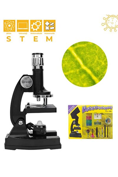 Temel Projeksiyonlu Mikroskop Seti 1200x Büyütme ve Hazır Preparatlı Bilim Ki...