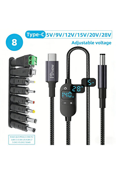 choice2 كابل طاقة USB-C إلى تيار مستمر بطول 8 أقدام، بقدرة 140 واط، من النوع ...