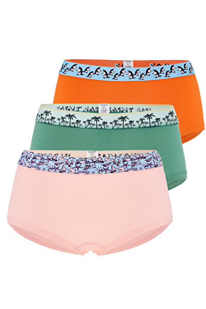 Saint Sail Cotton Lycra Flexible Fabric Printed Couple Boyshort Set of 3 Wome...