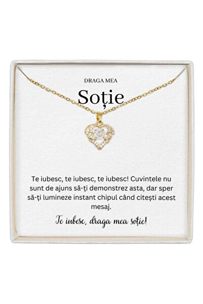The Jewel Heart Colier True Love cu pandantiv și design romantic, inimă cu st...