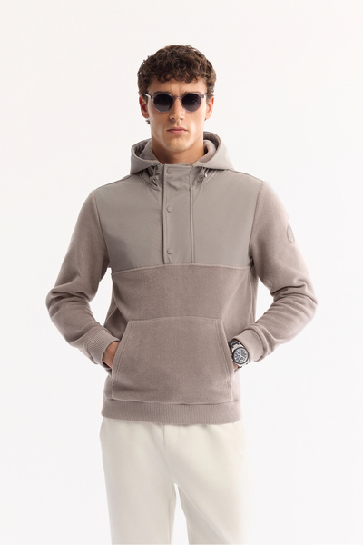 Avva Erkek Gri Kapüşonlu Soft Touch Polar Regular Fit Sweatshirt A52Y1268