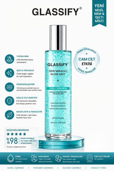 glassify PDRN + Hyaluron Dew Miracle Glass Skin Mist(Cam Cilt Spreyi) 50 ML