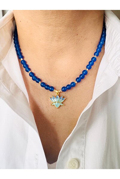 DEVİ fashion Lotus Flower Design Necklace 45 cm