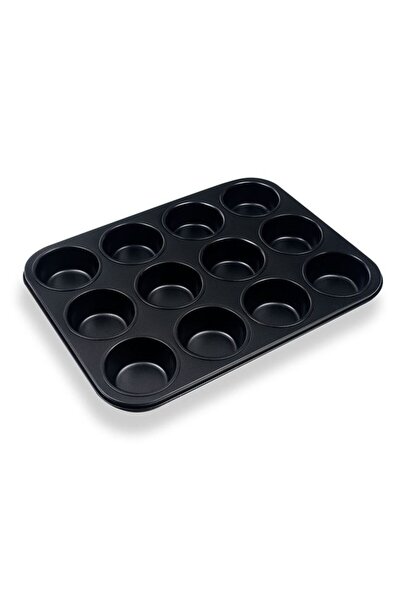 BAMI NETWORK Tava copt muffins neaderenta metalica 35x26.5cm negru