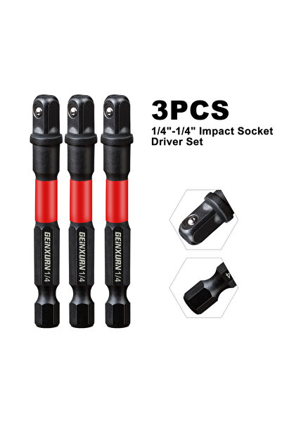 Choice 3PCS Geinxurn 1/4" Impact Socket Driver Set,3Inches Extension Bit with...