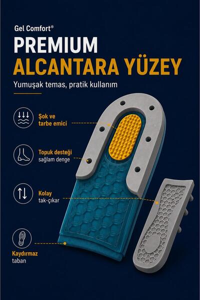 Gel Comfort GC26 5 cm Jel Boy Uzatıcı Yarım Tabanlık | Topuk Destekleyici Ortopedik Boy Uzatan Jel Topukluk