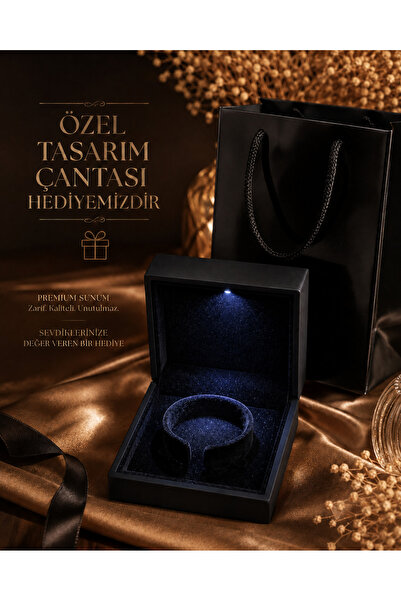 by hakan şahin black design Premium LED Işıklı Kelepçe Bilezik Kutusu / Siyah...
