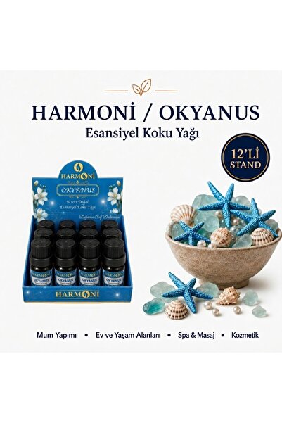 HARMONİ OKYANUS Esansiyel Uçucu Koku 10ML 12'li Stant Difüzör Esansı Buhurdan...
