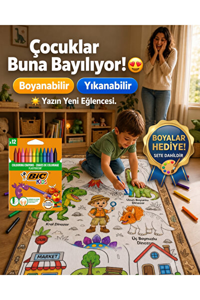 Nizal Home Eğitici Yıkanabilir Tekrar Boyanabilir Çocuk Odası Oyun Matı Boyam...