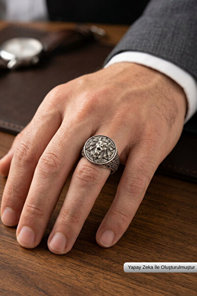 Begondio Special Design Masculine Adjustable Men's Ring with Lion Figure