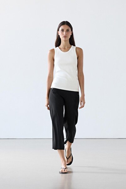 Massimo Dutti Halter pamuk karışımlı t-shirt