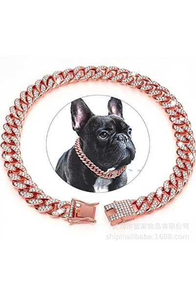 Choice 50cm Rose gold New Style Pet Collar Necklace Cat Dog Full Diamond Cuba...