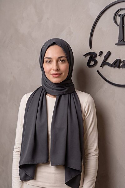 B'lazzotti Antrasit Medine İpeği Şal – Yumuşak Dokulu, Dökümlü, Günlük ve Öze...