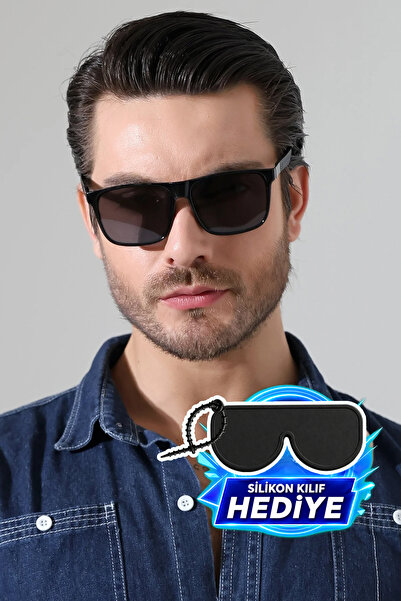 MİLANO KORS Men's Black Frame Black Glass Handle Detail Sunglasses