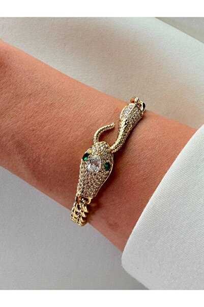 ZÜLİSCH YEŞİL GÖZLÜ YILAN BİLEKLİK ORJİNAL XUPİNG 14K GOLD RENGİNDE