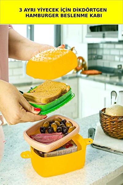 Open Toys وعاء تغذية مستطيل من همبرغر