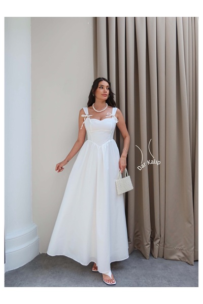 ESRAHELVACI Heart Neckline Dress with Back Tie Detail