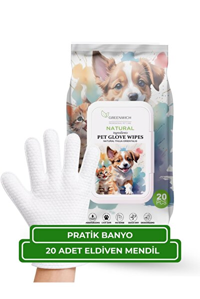 Greenwich Zero Point of Beauty Greenwich Kedi ve Köpek Eldiven Mendil 20 Adet...