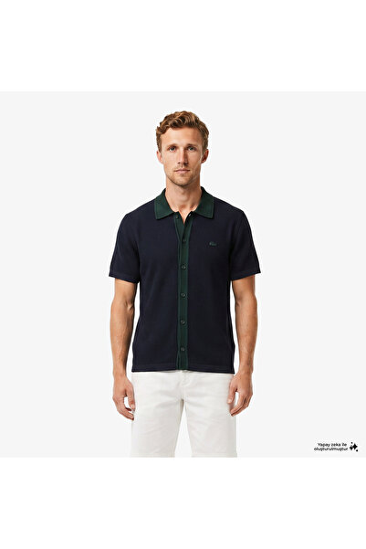 Lacoste Erkek Classic Fit Kısa Kollu Polo Yaka Lacivert Triko