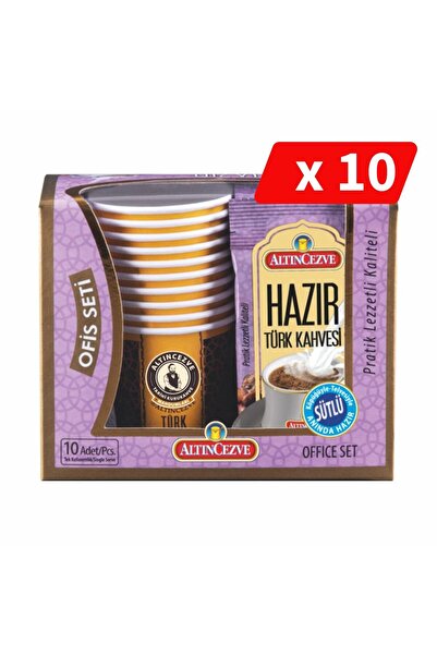 Altıncezve Altın Cezve Hazır Türk Kahvesi Ofis Seti Sütlü 10 x 11 Gr - 10LU P...