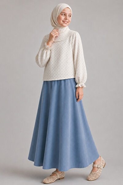 Angel&Co. Girls Clothing Blue Muslin Blouse & 2-Strand Maxi Skirt Set