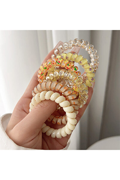 Choice3 yellow 6pcs Sweet Cute Colorful Spiral Hair Ties Resin Jelly Coil Hai...