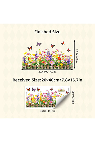 Choice 20x40cm Y1611 Flower & Butterfly Window Clings, Removable Spring Flora...