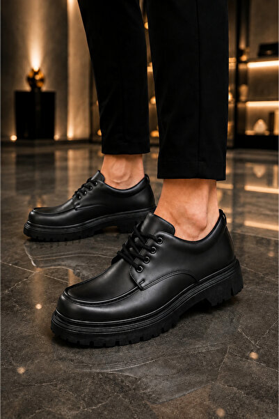 Mhoda Shoes Rlx- Men's Casual Lace-Up Leather Classic Shoes Cst - Black