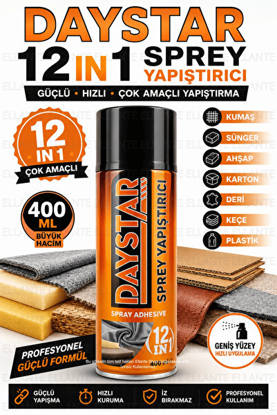 ellante Sprey Yapıştırıcı 400 ML Güçlü Çok Amaçlı Kumaş Sünger Ahşap Deri Kar...
