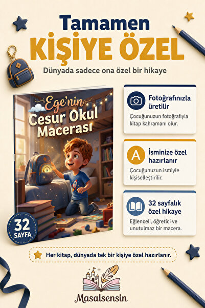 Okula Başlama Kişiye Özel Çocuk Kitabı - İsme Özel Masal - İlkokula Başlayana Hediye