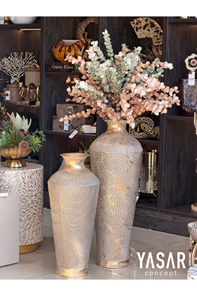 YASAR CONCEPT Modena Metal Yer Vazosu Set 25x55 Cm ve 28x72 Cm