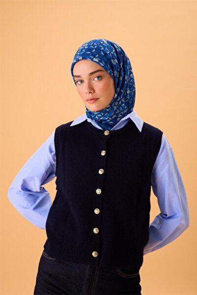 Silk Home وشاح قطني ناعم رفيع - أزرق سماوي - أزرق ثلجي - أزرق داكن منقوش قابل...